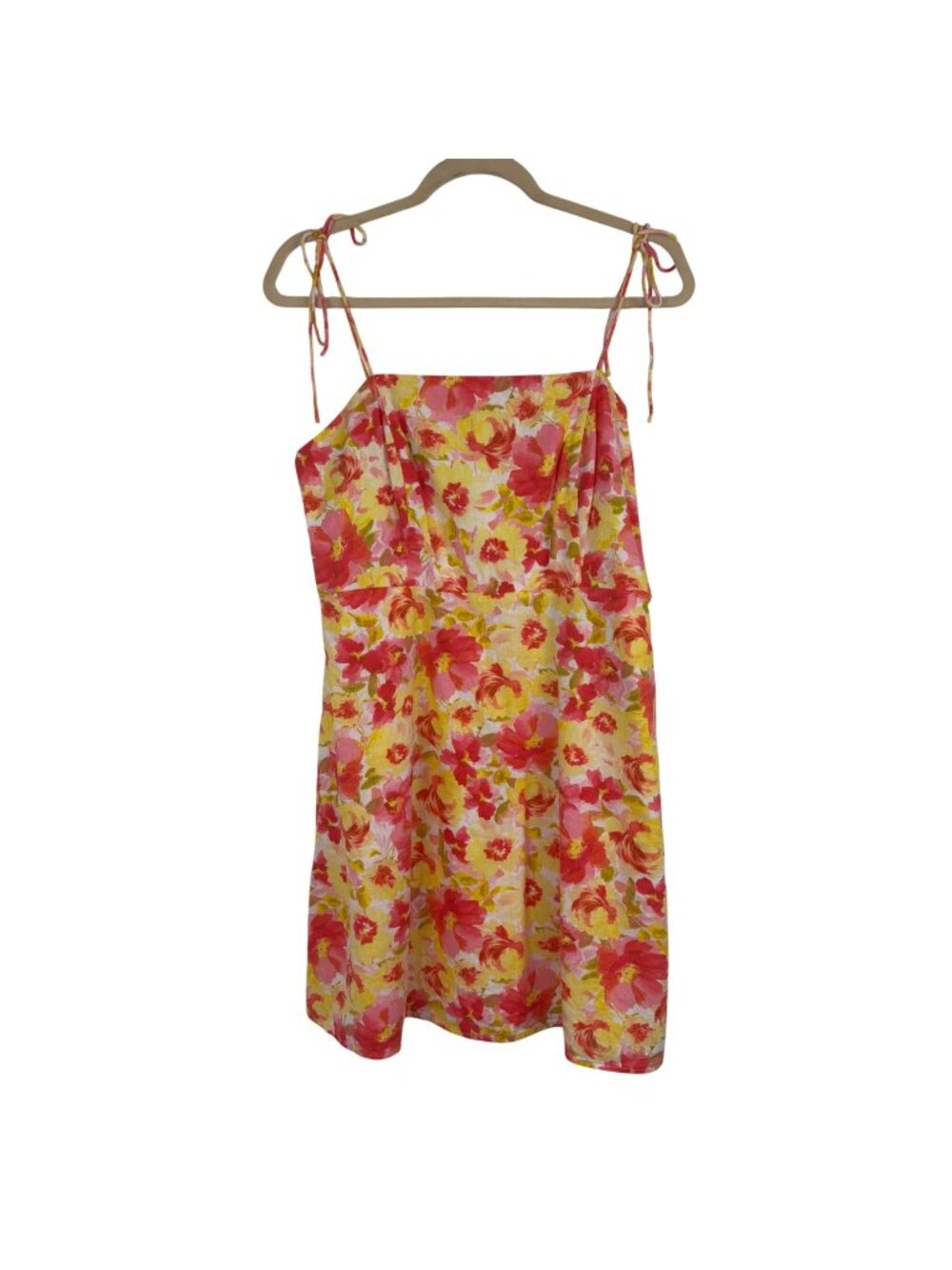 ✨3/$30 Old Navy L Floral Print Sundress Pink Yellow Linen Blend Y2K Summer